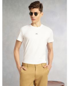 White Cricket Club Collection Regular Fit Short Sleeves Round Neck Solid Knitted T-Shirt