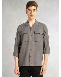 Grey Cricket Club Collection Oversized Fit Long Sleeves Camp Collar 100% Cotton Shacket