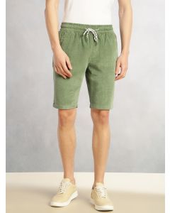 Light Olive Cricket Club Collection Regular Fit Mid-Rise Woven Cotrises Corduroy Shorts