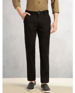 Black Cricket Club Collection Straight Fit Mid-Rise Solid Woven Chinos Trouser