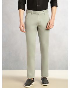 Sea Green Cricket Club Collection Straight Fit Mid-Rise Solid Woven Chinos Trouser