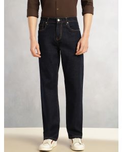 Dark Blue Cricket Club Collection Mid-Rise Straight Fit No Fade Stretchable Jeans
