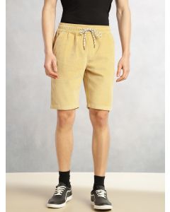 Beige1 Cricket Club Collection Regular Fit Mid-Rise Woven Cotrises Corduroy Shorts