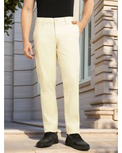 Beige Smart Straight Fit Mid-Rise Solid 6-Pocket Design Woven Cargo Trouser