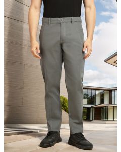 Steel Grey Smart Straight Fit Mid-Rise Solid 6-Pocket Design Woven Cargo Trouser