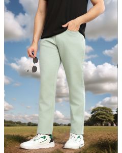 Mint Smart Straight Fit Mid-Rise Solid 5-Pocket Design Woven Chinos Trouser