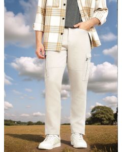 Grey Regular Fit Mid-Rise Solid Woven Utility Cargo Trouser