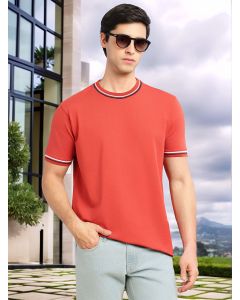 Rust Cricket Club Collection Short Sleeves Regular Fit Round Neck Solid Knitted T-shirt