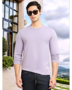 Lavender Cricket Club Collection Regular Fit Round Neck Long Sleeves Polycotton Solid Knitted T-shirt