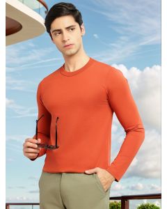 Rust Cricket Club Collection Regular Fit Round Neck Long Sleeves Polycotton Solid Knitted T-shirt