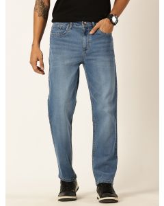 Mid Blue Relaxed Fit Mid-Rise Medium Shade Light Fade Clean Look 5 Pocket Design Stretchable Jeans