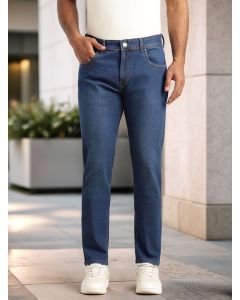 Dark Blue Slim Fit Dark Shade Mid-Rise Clean Look 5 Pocket Design Stretchable Jeans