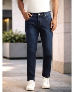 Dark Blue Smart Slim Fit Dark Shade Mid-Rise Clean Look 5 Pocket Design Stretchable Jeans