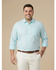 Aqua Plus Size Smart Regular Fit Long Sleeves Spread Collar 100% Cotton Solid Formal Shirt
