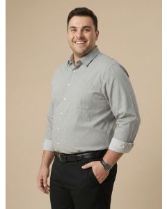 Bottle Green Plus Size Smart Regular Fit Long Sleeves Spread Collar 100% Cotton Solid Formal Shirt