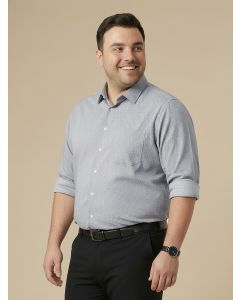 Black Plus Size Smart Regular Fit Long Sleeves Spread Collar 100% Cotton Solid Formal Shirt