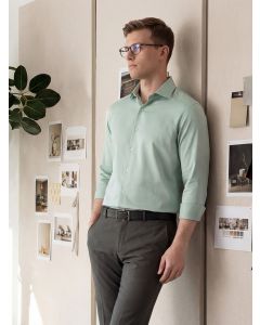 Dark Pista Regular Fit Long Sleeves Spread Collar Solid 100% Cotton Formal Shirt