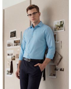 Sky Blue Regular Fit Long Sleeves Spread Collar 100% Cotton Oxford Formal Shirt