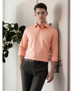 Orange Regular Fit Long Sleeves Spread Collar 100% Cotton Oxford Formal Shirt