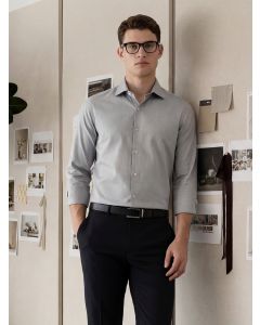 Navy Regular Fit Long Sleeves Spread Collar 100% Cotton Oxford Formal Shirt