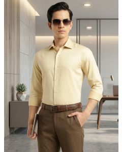 Fawn Regular Fit Long Sleeves Spread Collar Solid 100% Cotton Formal Shirt