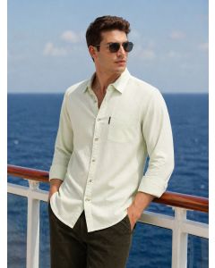 Green Cricket Club Collection Regular Fit Pinstripes Long Sleeves Spread Collar 100% Cotton Oxford Casual Shirt