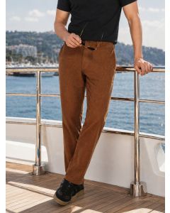 Khaki Regular Fit Mid-Rise Textured 4 Pockets Design Corduroy Trouser