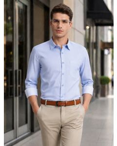 Sky Blue Premium Regular Fit Long Sleeves Spread Collar Solid 100% Cotton Formal Shirt