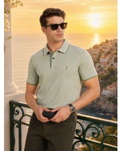Green Cricket Club Collection Regular Fit Short Sleeves Solid Polo Collar Knitted T-Shirt