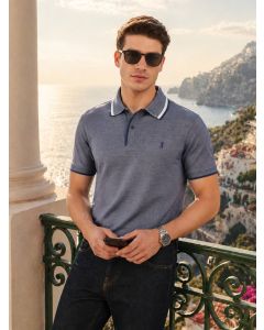 Navy Cricket Club Collection Regular Fit Short Sleeves Solid Polo Collar Knitted T-Shirt