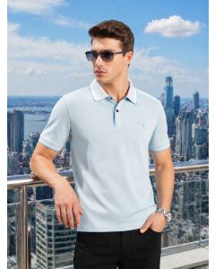 Sky Blue Cricket Club Collection Regular Fit Short Sleeves Solid Polo Collar Knitted T-Shirt