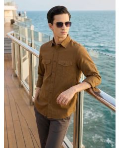 Khaki Cricket Club Collection Men's Slim Fit Cotton Casual Shirt-Dual Flap Pocket