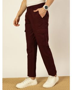 Wine Smart Fit Mid-Rise Cargo Trousers