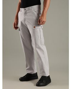 LightGrey Mid-Rise Straight Fit Woven Cargo Trouser
