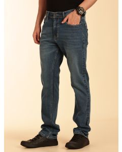 Indigo Smart Straight Fit Mid-Rise Light Fade Stretchable Jeans