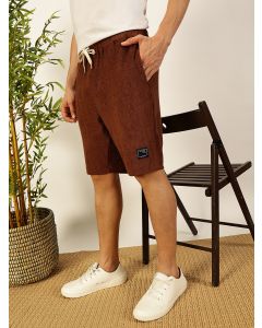 Coffee Brown Relaxed Fit Mid-Rise Knitted Shorts
