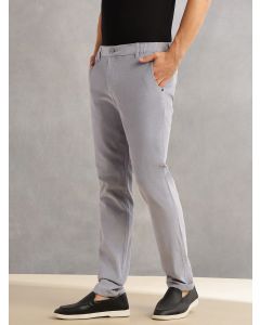 Grey Regular Fit Mid-Rise 4 Pockets Woven Corduroy Trouser