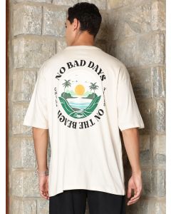 Men Beige Printed Pure Cotton Casual Tshirt