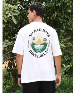 Men White Printed Pure Cotton Tshirt