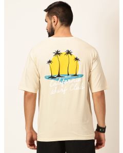 Men Beige Typography Print Cotton Tshirt