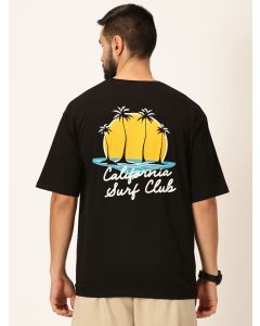 Men Black Printed Cotton Tshirt