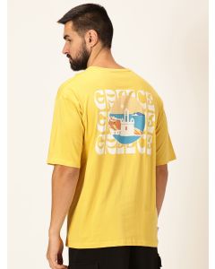 Men Yellow Graphic Print Cotton Tshirt