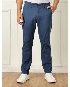 InkBlue Mid-Rise Straight Fit Solid Woven Chinos Trouser