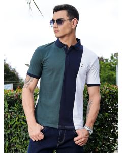 Bottle Green Regular Fit Short Sleeves Polo Collar Knit Tshirt