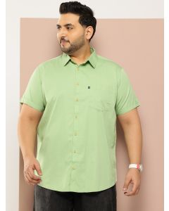 Pista Plus Size Regular Fit Short Sleeves Spread Collar 100% Cotton Casual Shirt