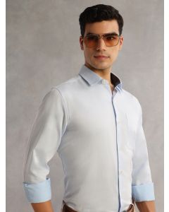Light Blue Regular Fit Long Sleeves Cutaway Collar 100% Cotton Dobby Formal Shirt