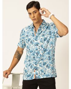 Aqua Regular Fit Short Sleeves Spread Collar Floral Printed Casual Shirt