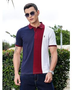 Navy Regular Fit Short Sleeves Polo Collar Knit Tshirt