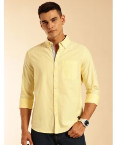 Yellow Slim Fit Long Sleeves Button-Down Collar Oxford Casual Shirt