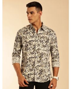 Multi1 Regular Fit Long Sleeves Floral Printed Pure Cotton Casual Shirt